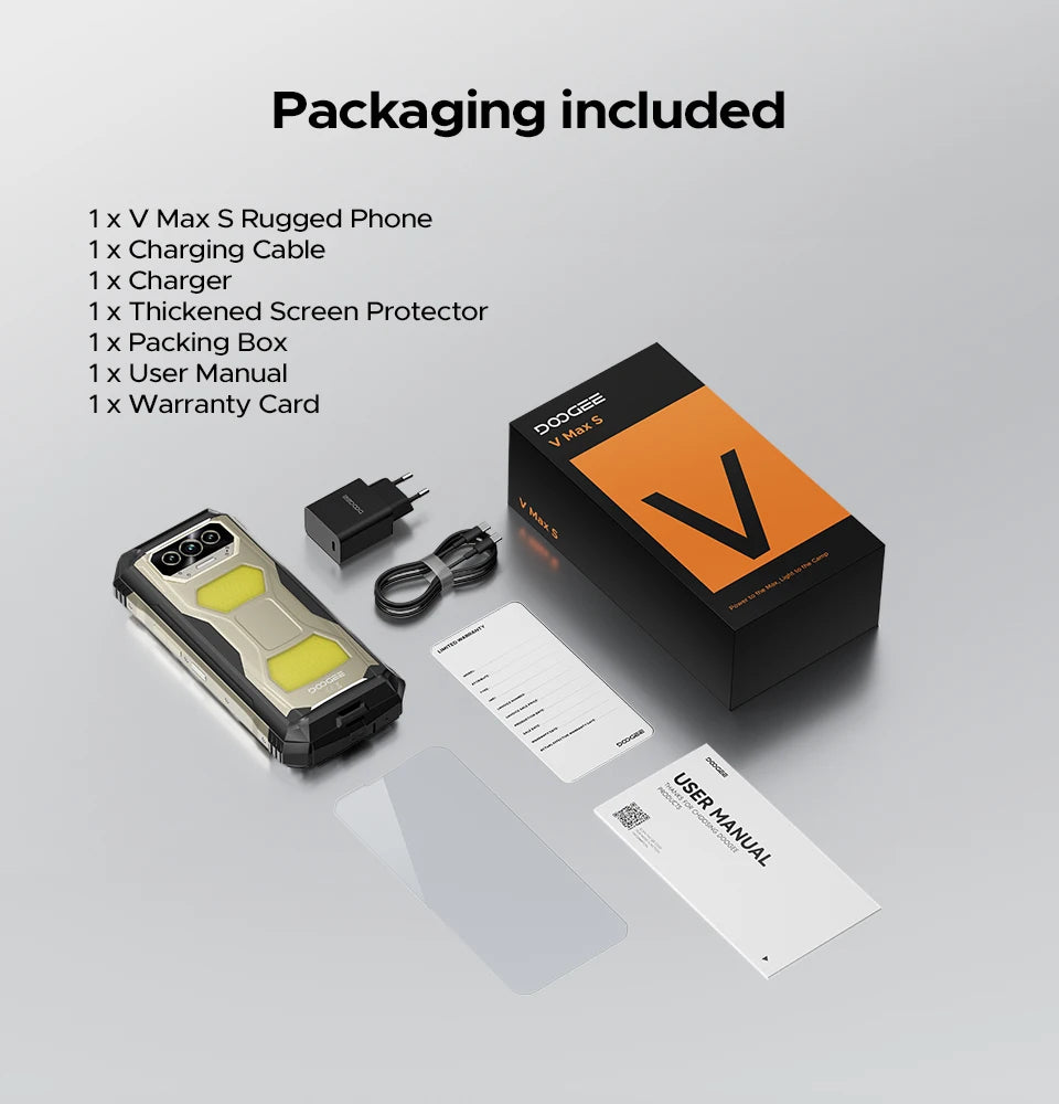 World Premiere DOOGEE V Max S 5G Rugged Phone Dual Camping Lights 22000mAh Battery 24GB(8+16) 256GB 108MP AI Camera Smartphone