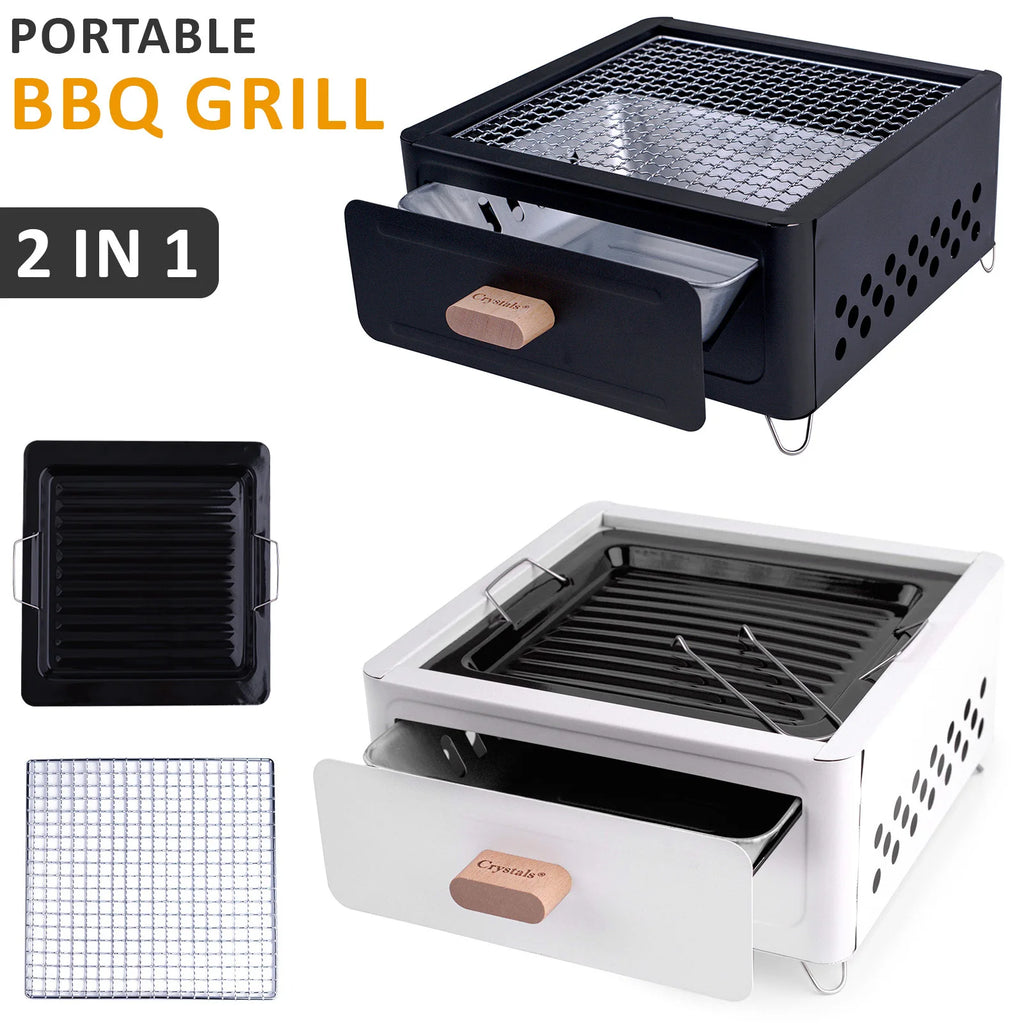 skPortable BBQ Grill, Folding Tabletop Charcoal Barbecue Grill, Foldable Stainless Steel BBQ Grill for Camping, Garden, Travel, Picnic, Outdoora