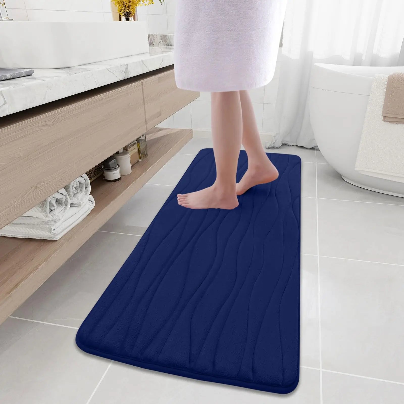 Olanly Memory Foam Mats For Bathroom Highly Absorbent Non-slip Bath Rugs Super Soft Comfort Carpet  Machine Washable Shower Mats