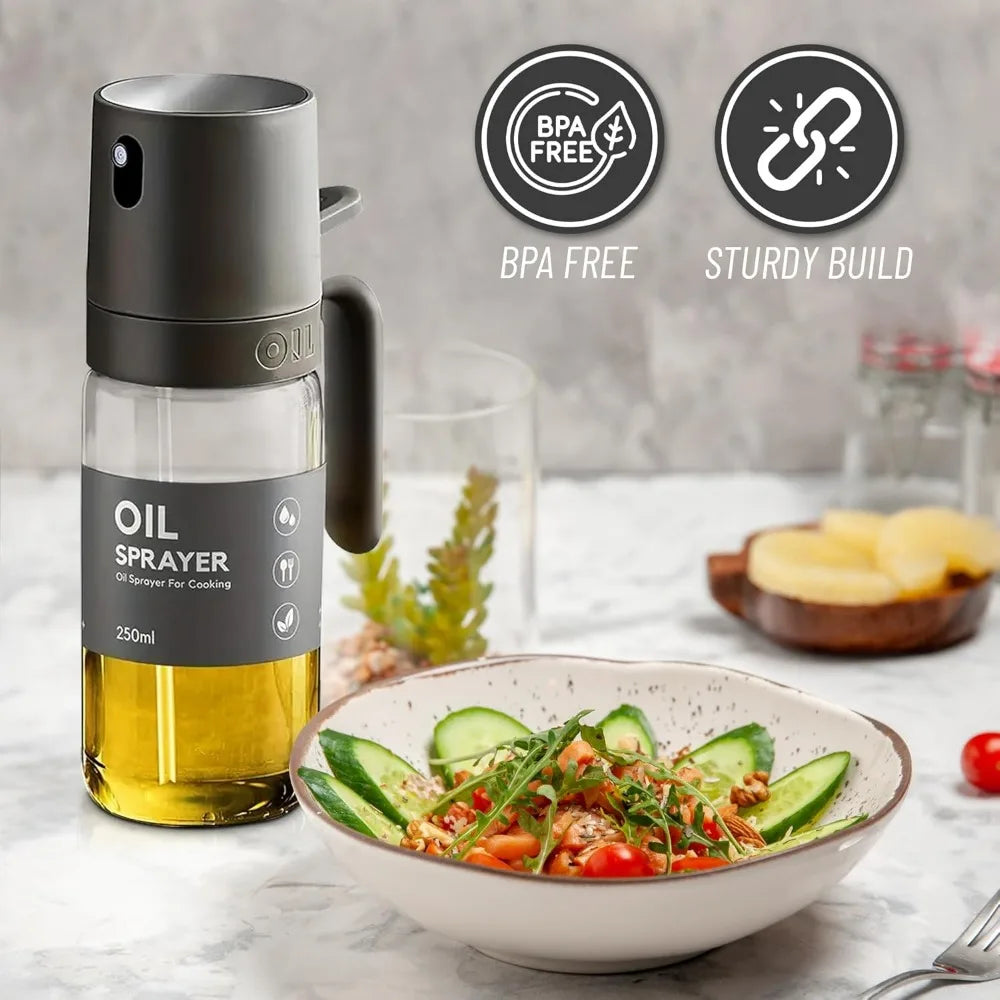 Oil Sprayer Kitchen Tools for Cooking,Borosilicate Glass Oil Sprayer,250ml Oil Spray Bottle for BBQ Kitchen Baking Roasting