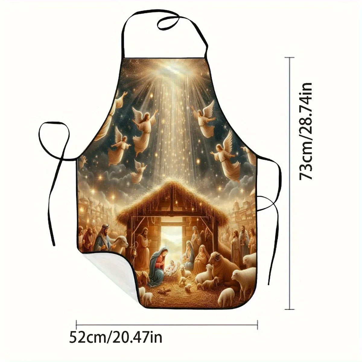 A Graceful Christmas Winter Atmosphere Apron Cooking Apron, Ideal for Kitchen, Restaurant, Party, Suitable for Men and Women