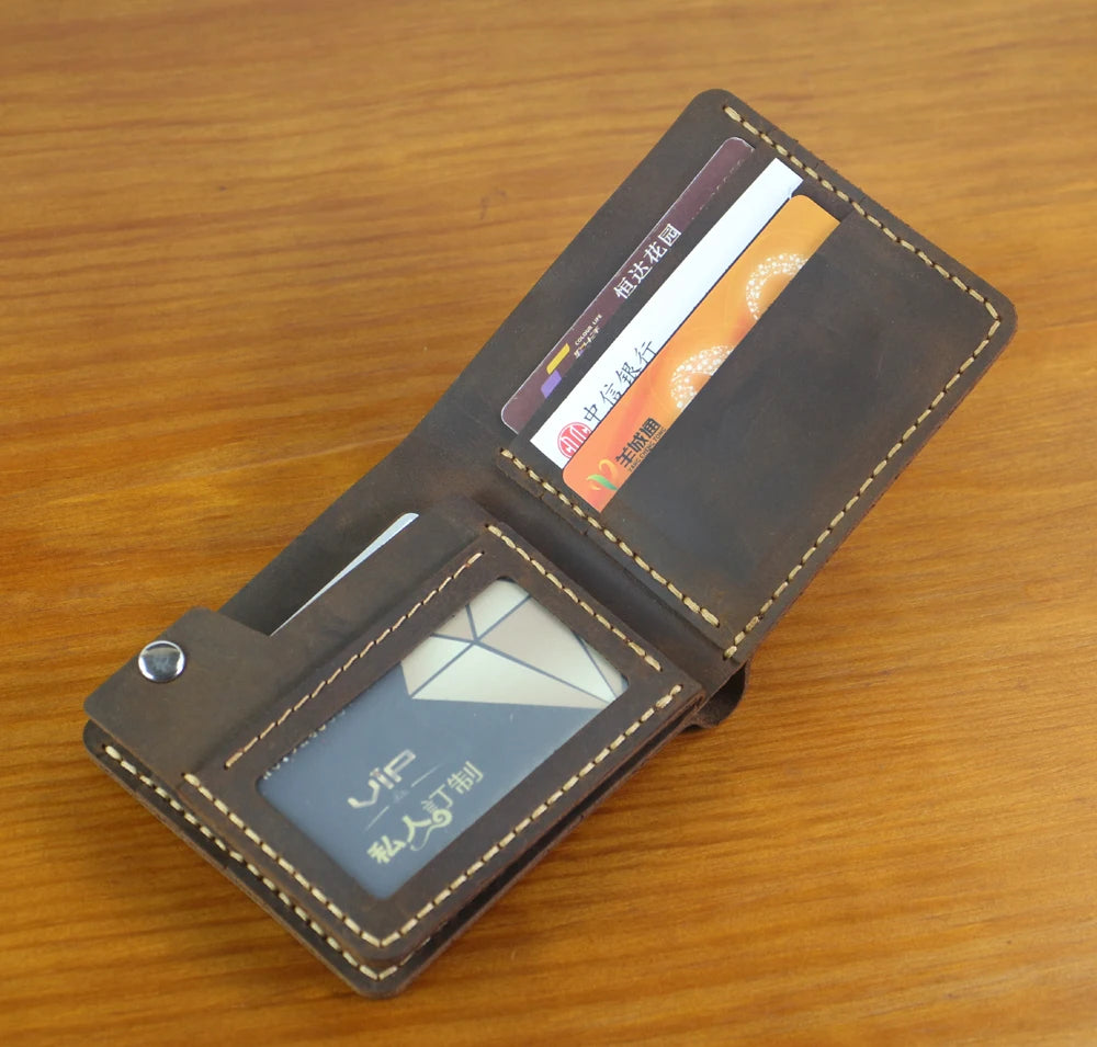 Luxury Handmade 100% Genuine Leather Men Wallet Purse Short Money Clip with Coin Pocket Male Money Bag Multi-Card Wallet Vintage