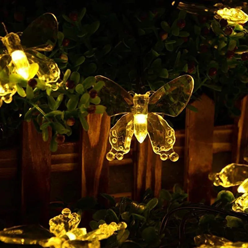Led Solar Lamp Solar Garden Light Xmas Outdoor Decoration Lights Garden Butterfly Rose Decorative Light Outdoor Garland Lights