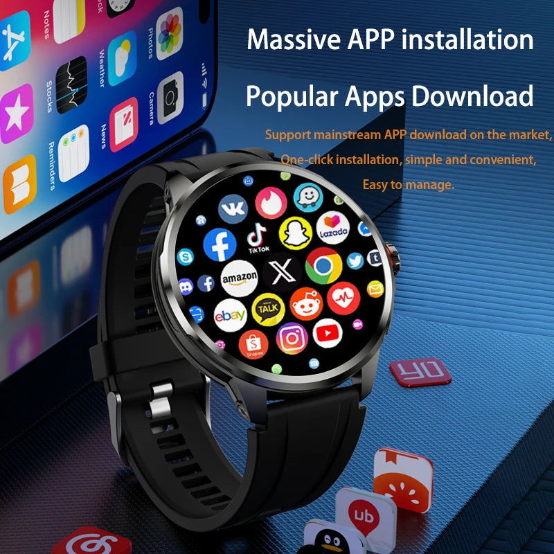 Original H99 Smart Watch Android Watches 1.95inch Amoled Screen Men's Smartwatch With 190° Rotary Camera GPS WIFI Sim Card Slot
