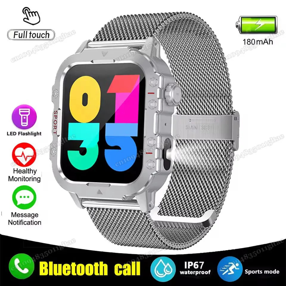 2026 New Military-grade Smart Watch Men GPS Flashlight 3ATM Waterproof Watch Bluetooth Call 100+Sport Outdoor Smartwatch Pk HW12