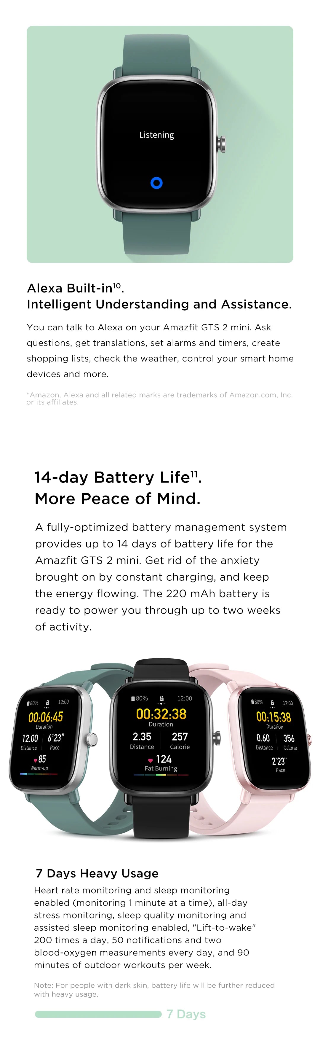 Amazfit GTS 2 mini GPS Smartwatch  For Men Women Gift Display 68+Sports Modes Waterproof Sports Watch Sleep Monitoing