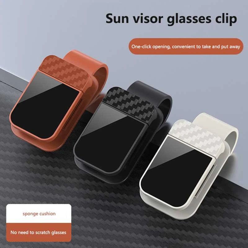 Car Carbon Fiber Eyeglass Clip Multifunctional Car Sunglasses Frame Ticket Clip Horizontal Sunshade Sunglasses Storage Product