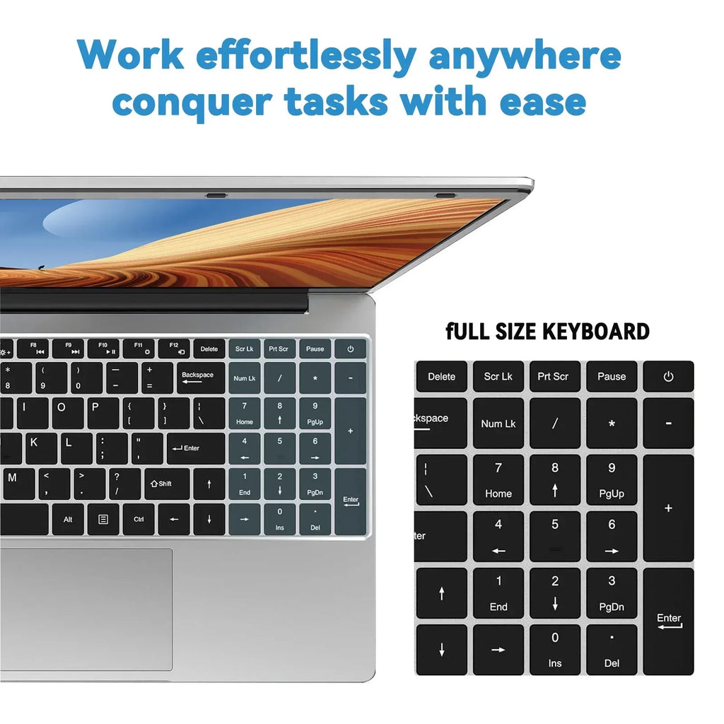 HOT 15.6" Portable Laptop Intel N95 32GB DDR4 2TB SSD Windows11 Notebook Pc Gamer Office Computer with Backlit Fingerprint