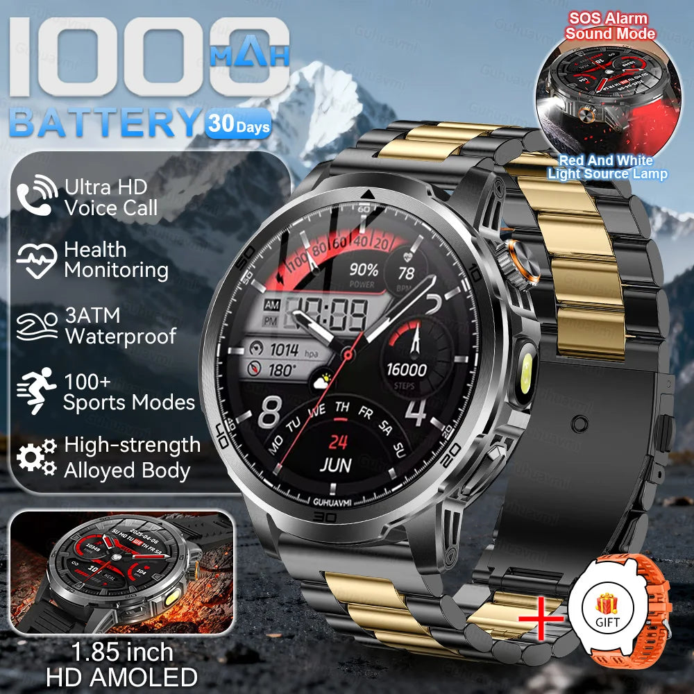 2026 Military T-Rex 3 Smart Watch Fitness Clock Men 466*466 AMOLED Screen 1000mAh Battery Flashlight Call Waterproof Smartwatchs