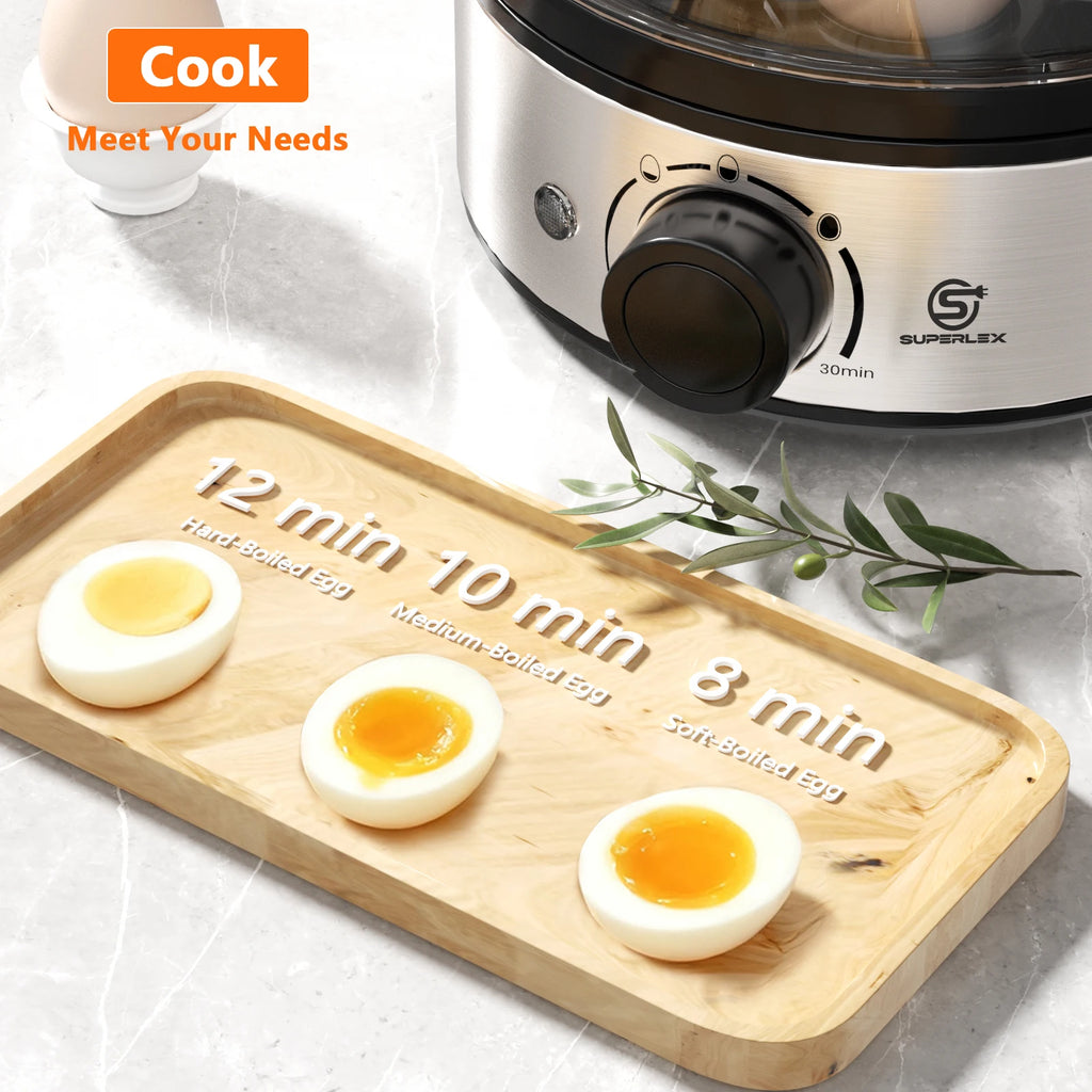 SUPERLEX 400W Power Eggs Cooker 7-Egg Capacity Dial Control Smart Shut-Off Reminder Rapid Egg Boiler Easy to Clean and Safer New