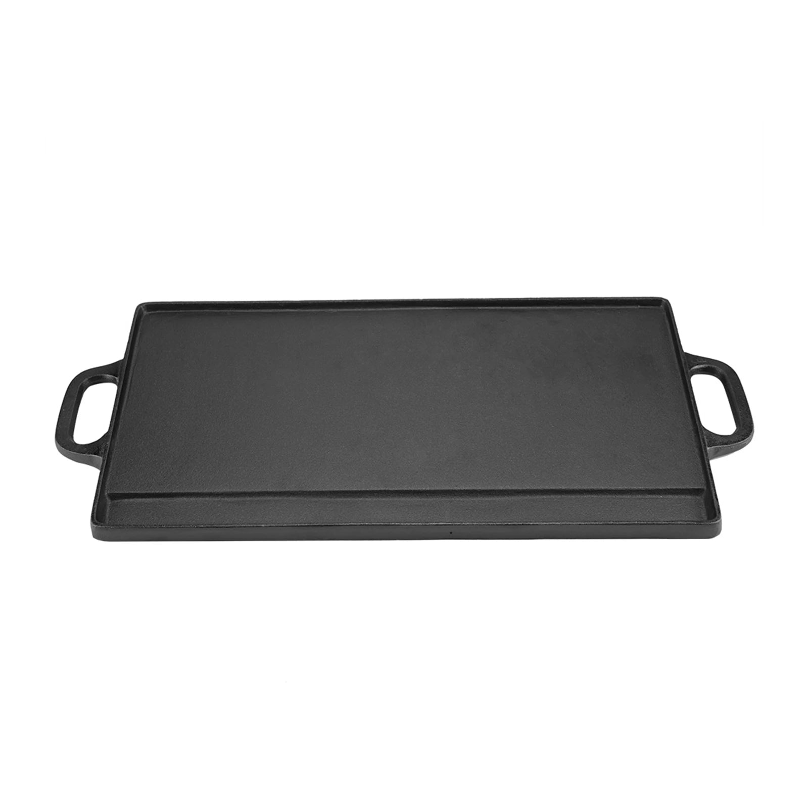Cast Iron Grill Plate Double Sided Griddle Pan with Double Handles for Steaks Broil Bread Eggs Pancakes Vegetables