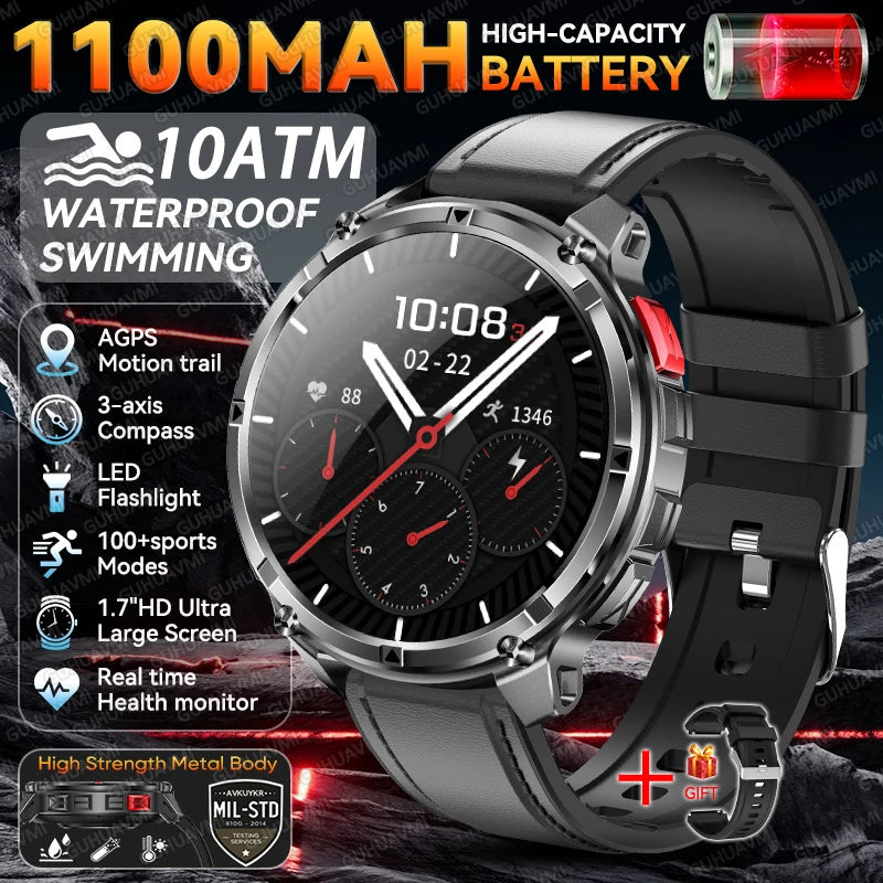 2026 New T-Rex 3 Pro Smart Watch 1100mAh Long Battery Dual-Band GPS 10ATM Waterproof Military Grade Sports Outdoor Smartwatches