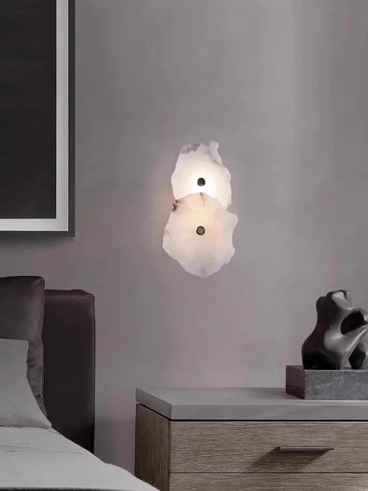 Modern Natural Marble All Copper LED Wall Lamp Dining Room Bedroom Bedside Living Room Indoor Creative Decoration Wall Light