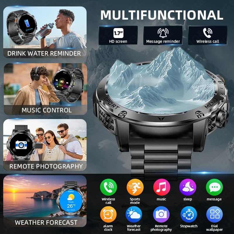 LIGE New GPS Outdoor Sports Smart Watch Men AMOLED Screen LED Flashlight Heart rate Waterproof Bluetooth Call 1000mAh Smartwatch