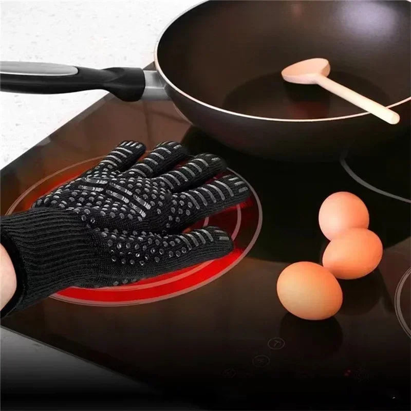 One Piece BBQ Gloves High Temperature Resistance Oven Mitts 500 800 Degrees Fireproof Barbecue Heat Insulation Microwave Gloves