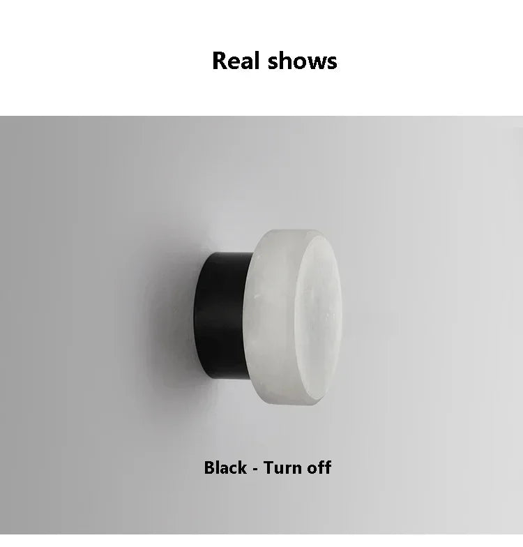 Modern Nordic Wall Sconce Spanish Natural Marble Round Wall Lamp Living Room Hallway Stair Wall Light Bedroom Bedside Lamp