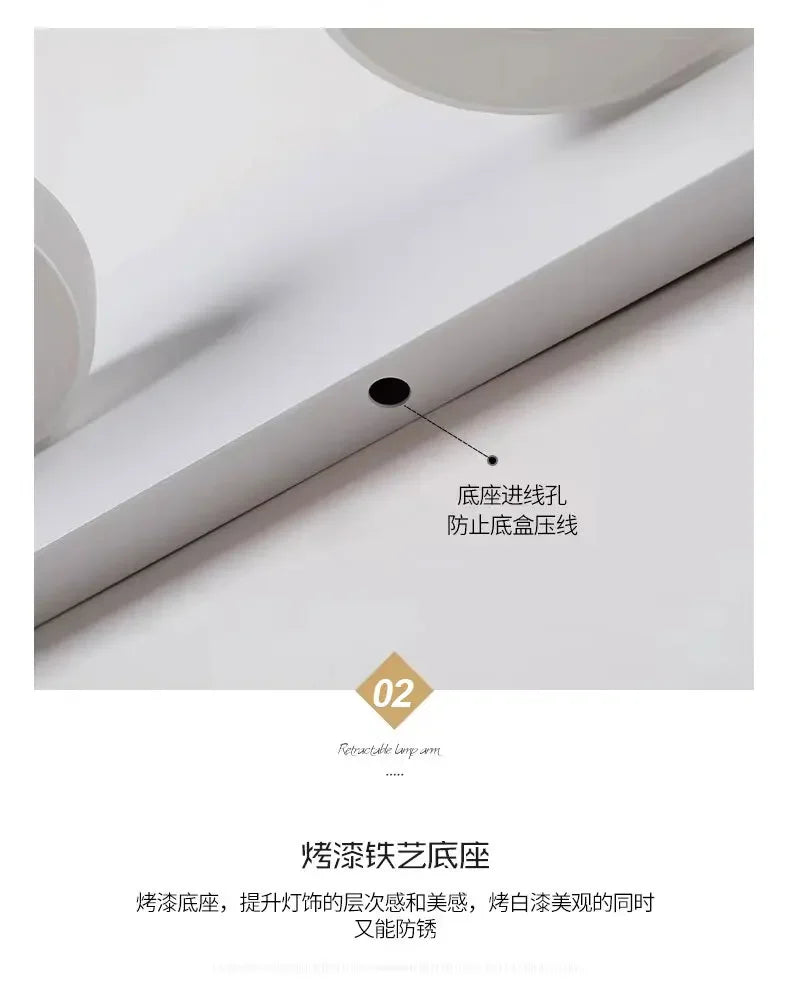 Minimalist Mirror Headlight Acrylic 360 ° Rotating Lamp Head Wall Lamp Modern Corridor Bathroom Makeup Bedside Bedroom Lighting