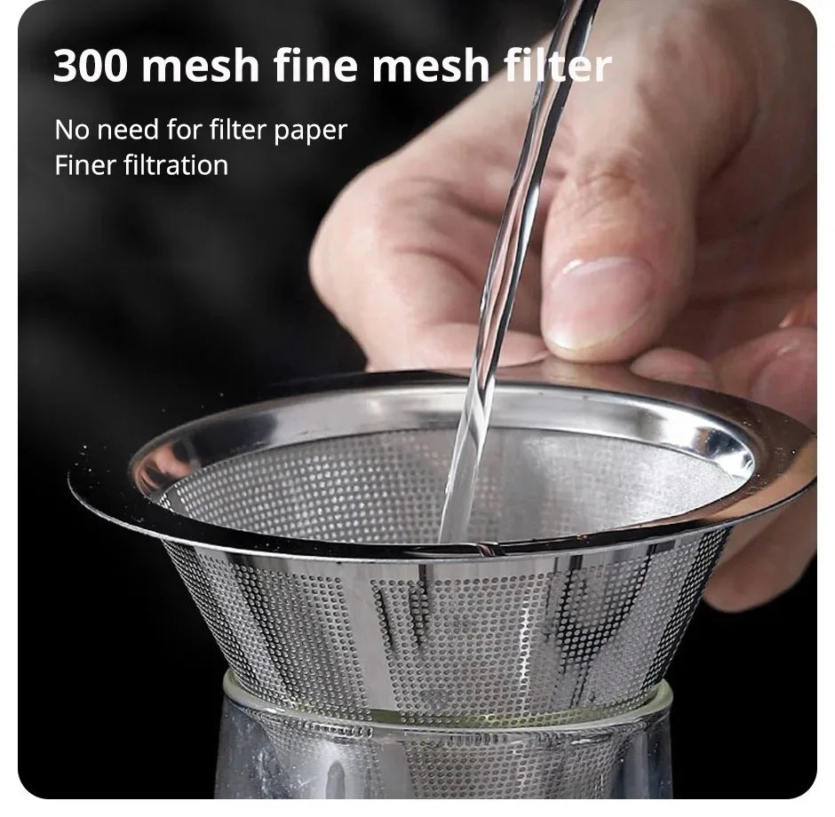Reusable Coffee Filter Holder Double Layer Stainless Steel Coffee Tea Strainer Coffee Accessories Coffee Making Tool