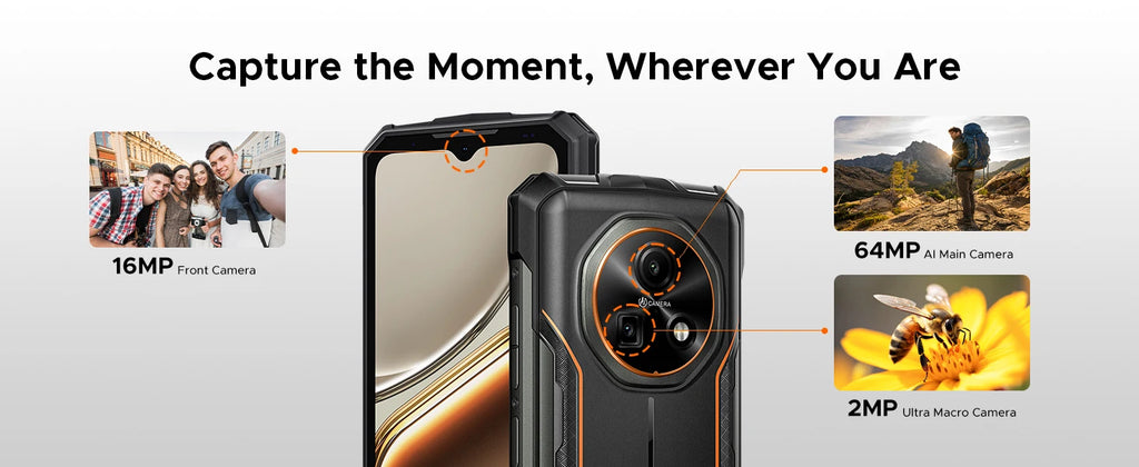 DOOGEE Fire 7 5G Rugged Phone Android 15 Gemini AI 13000mAh Battery 6.6'' Screen Dimensity 6300 64MP Camera  Smartphone NFC