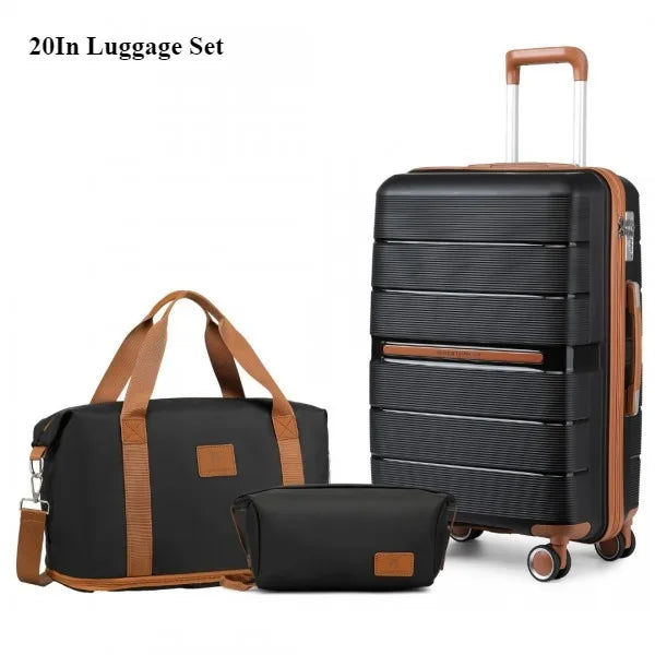 British Traveller Lightweight Hard Shell Luggage Set with TSA Lock, Spinner Wheels, 20" 24" 28" Travel Suitcases,Black