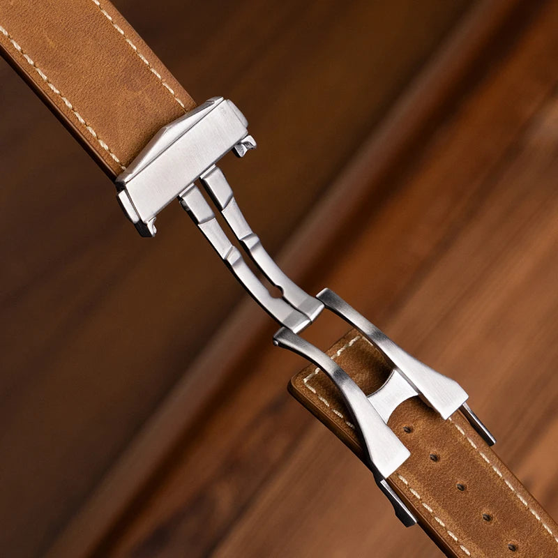 Luxury Leather Stainless Steel Band for Apple Watch 49mm 46mm 45mm 44mm Business Strap for iWatch Series 10 9 8 7 SE Ultra 2