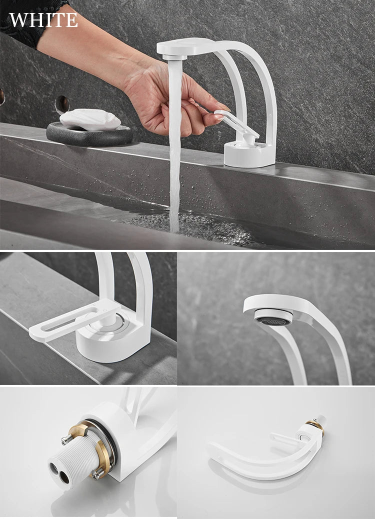 BAKALA Basin Faucet Modern Bathroom Mixer Tap Black/Gold Wash basin Faucet Single Handle Hot and Cold Waterfall Faucet