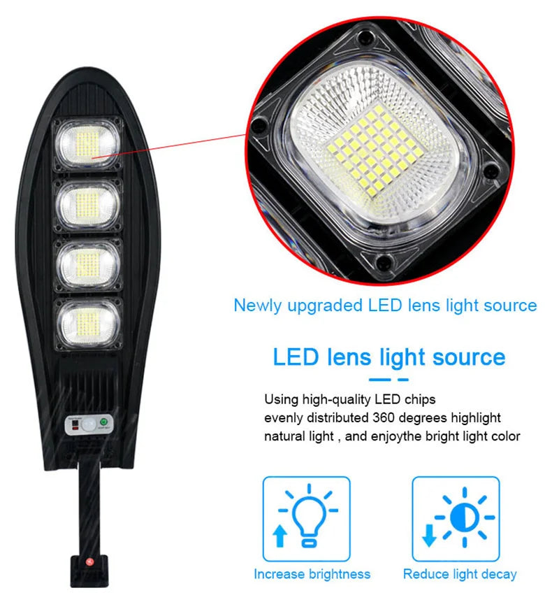 Solar Street Light Super Bright Outdoor Waterproof 168LED Lamp Motion Sensor 3 Modes Lighting Remote Control For Garden Gard