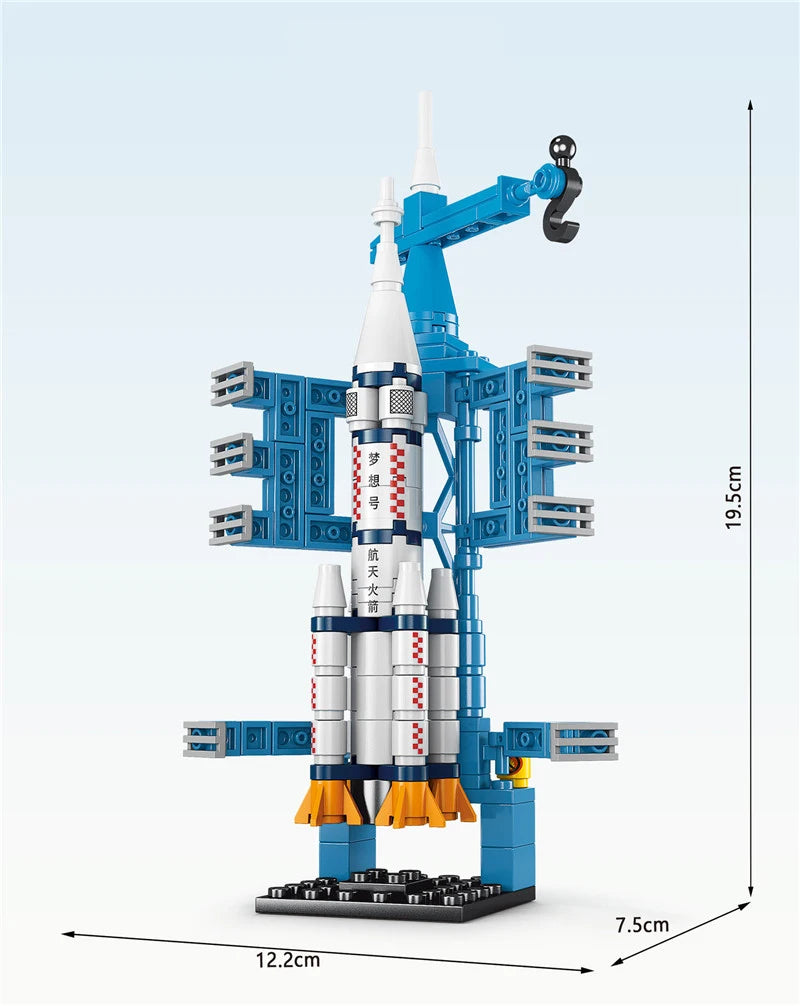107 Piece DIY Building Blocks Space Rocket Craft Launch Center Base Puzzle Model Assembling Bricks Small Set Education Boys Toy