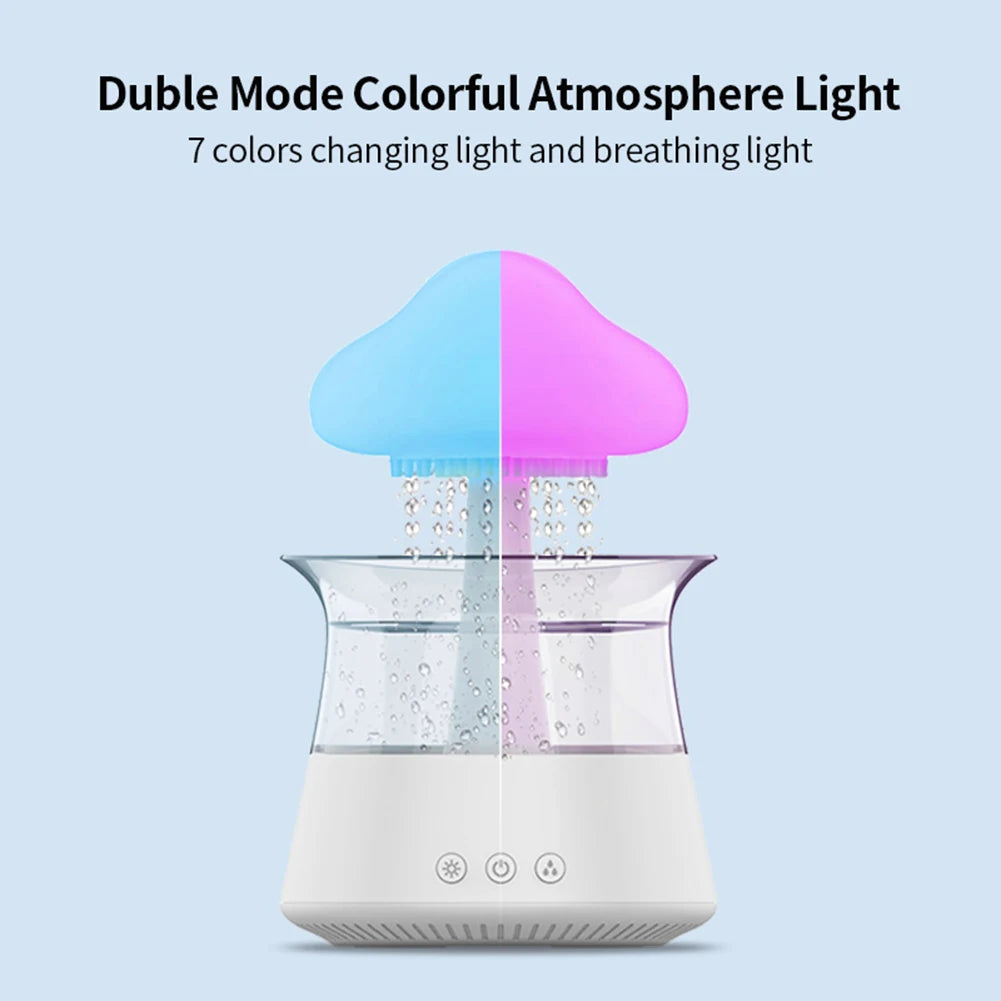 300ml Rain Cloud Humidifier Rain Colorful Mushroom Cloud Raindrop Atmosphere Lamp Night Light Essential Oil Humidifier Machine