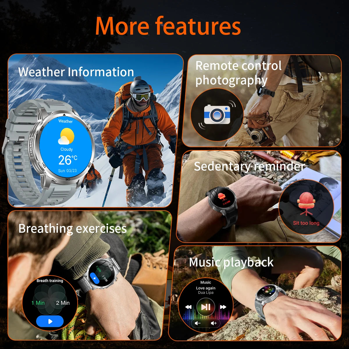 2026 Military T-Rex 3 Smart Watch Fitness Clock Men 466*466 AMOLED Screen 1000mAh Battery Flashlight Call Waterproof Smartwatchs
