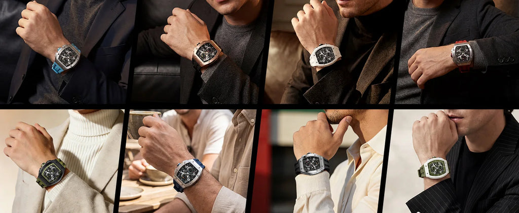 TSAR BOMBA Men's Luxury Quartz Watch, Sapphire Crystal, Chronograph, 5ATM Water Resistant, Rose Gold Business Fashion Wristwatch