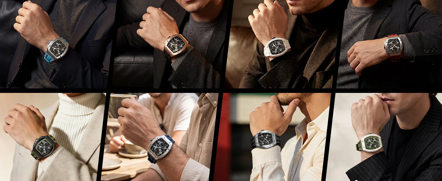 TSAR BOMBA Men's Luxury Quartz Watch, Sapphire Crystal, Chronograph, 5ATM Water Resistant, Rose Gold Business Fashion Wristwatch