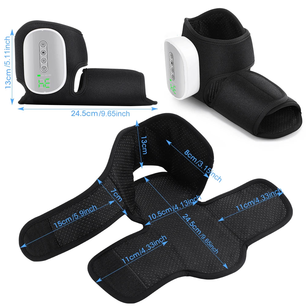 Wireless Dual-Airbag Air Compression Foot Ankle Massager 3 Modes 4 Heated Levels Rechargeable Electric Sole Heel Relaxation Wrap
