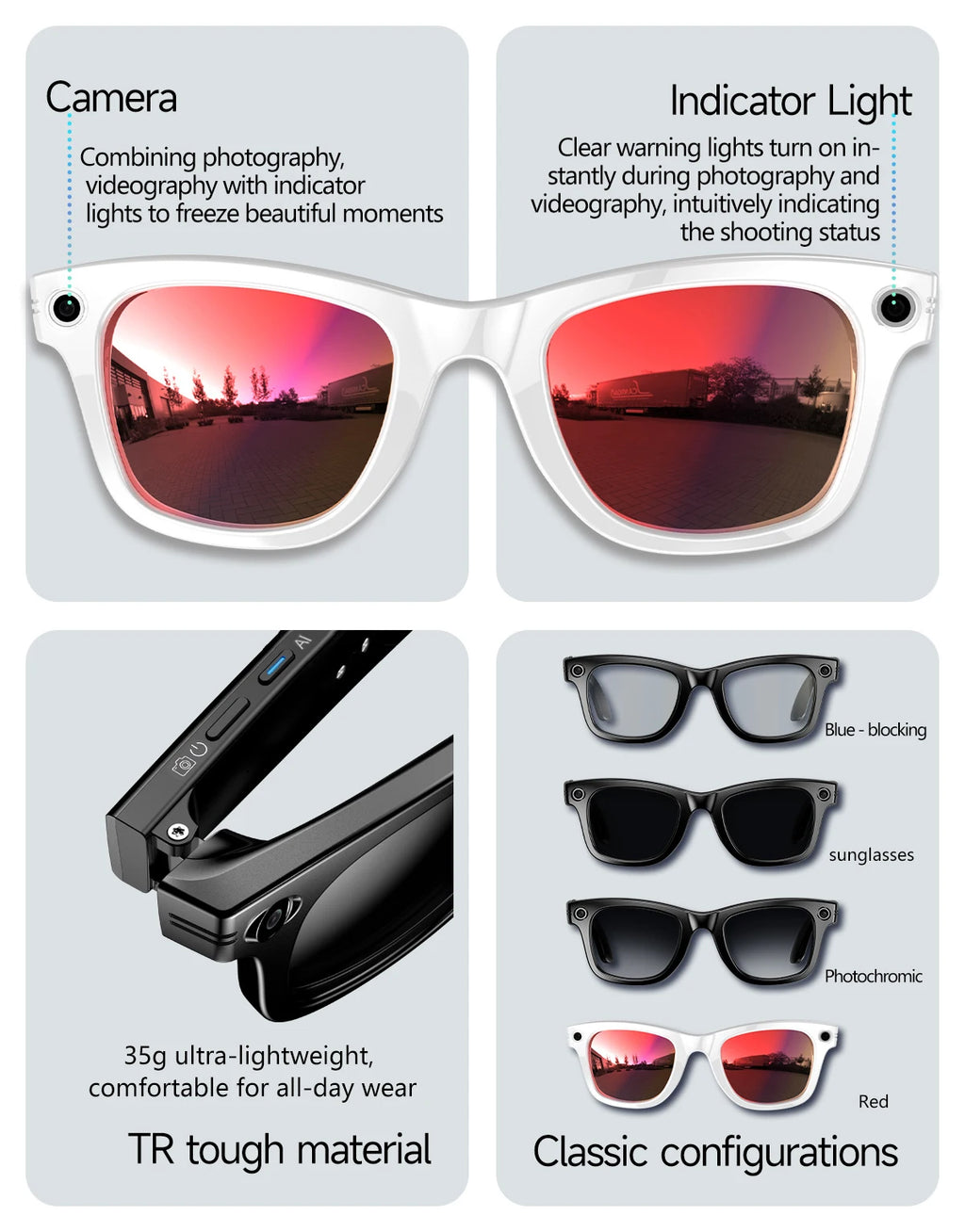 2026 New Upgrade smart glasees With Camera Video Recording AI Photo Recognition Bluetooth Call Translation Voice Sunglasses Man