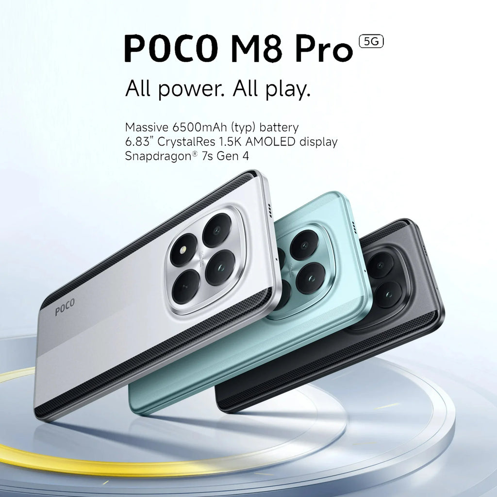 POCO M8 Pro 5G 8+256GB Global Version Snapdragon® 7s Gen 4 6.83" CrystalRes 1.5K 120Hz AMOLED display 50MP Camera 6500mAh 100W