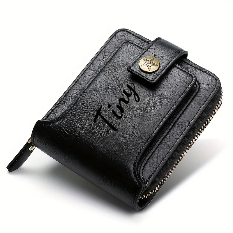 Custom Name Men's Wallet Gift Stylish Brown Faux Leather Engraved Purse Personalized Decorative Durable Card Holder Coin Pocket