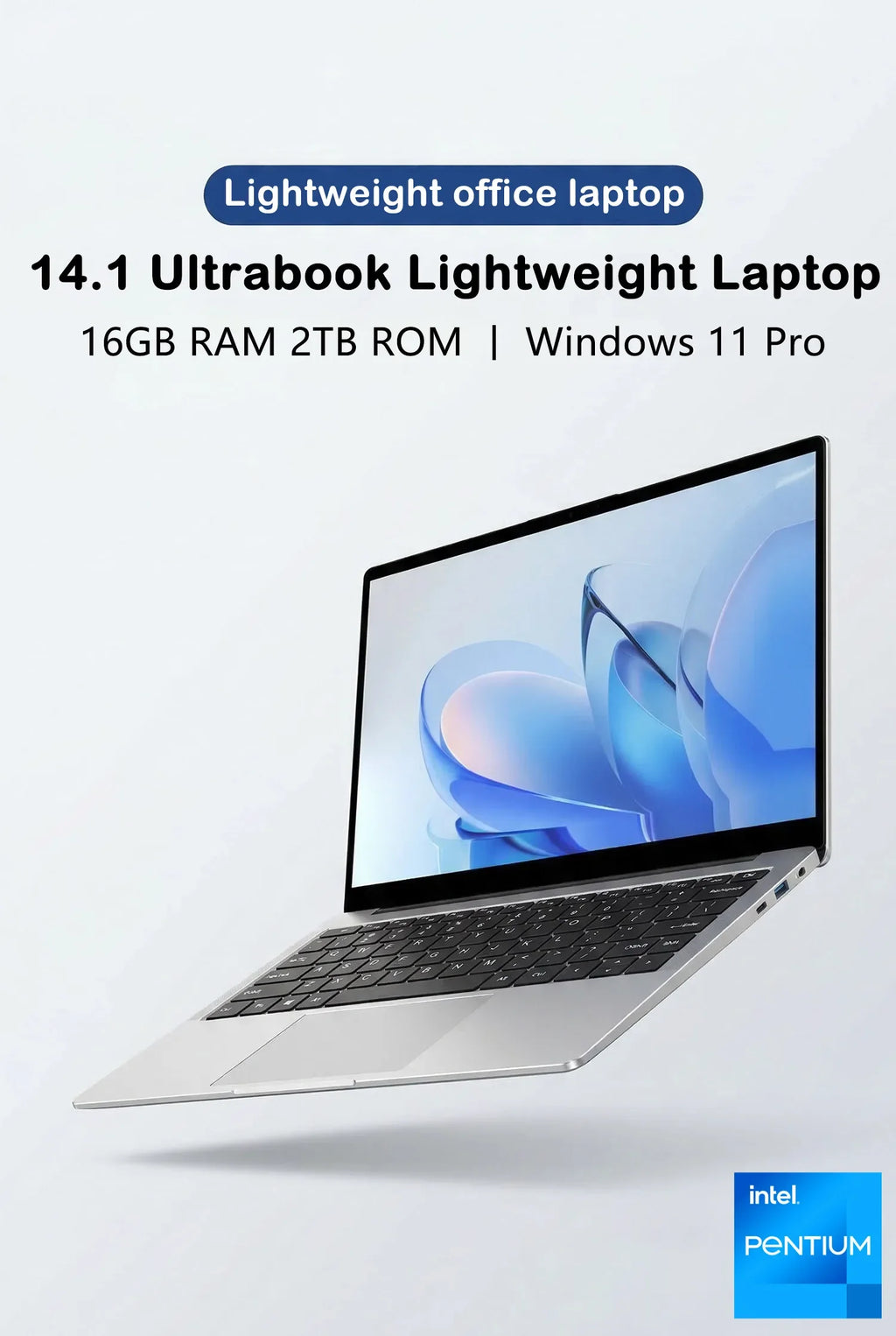 14.1 Inch Premium Ultra Thin Notebook 2026 | Win11 System, Intel 6500Y, DDR4 16GB/32GB RAM, 2TB SSD, Portable Business Laptop PC