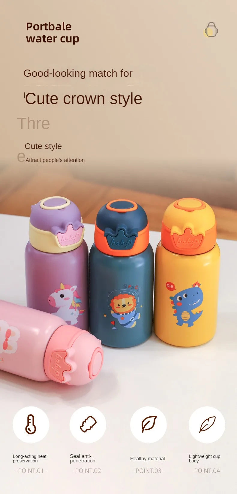 500ml Unicorn Kids Thermos Bottle Cute Children's Thermal Water Bottle Stainless Steel Thermos Mug For Student Water Cup