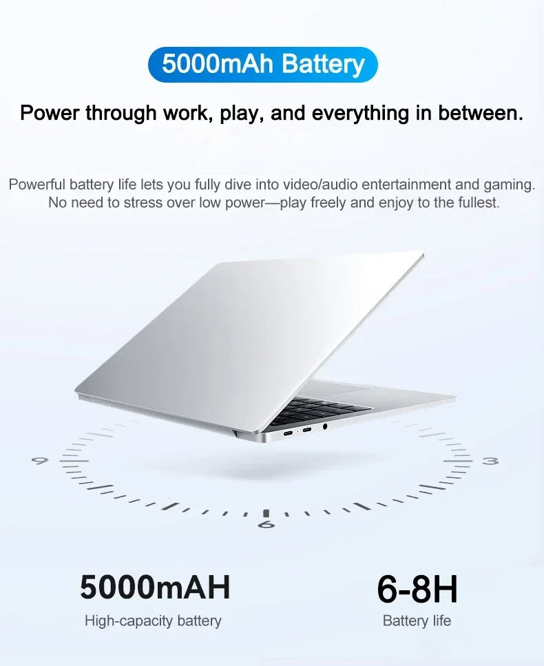 15.6" Thin Body Laptop I7-8650U Processor Large Memory 2TB M.2 SSD Windows 11 Home Business Portable Computer