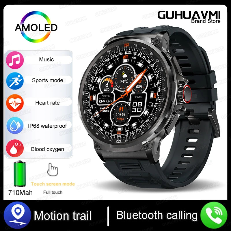 2026 New 1.85-inch ultra AMOLED smartwatch, GPS track, HD Bluetooth call; 710 mah large battery 400+ dial, suitable High end men