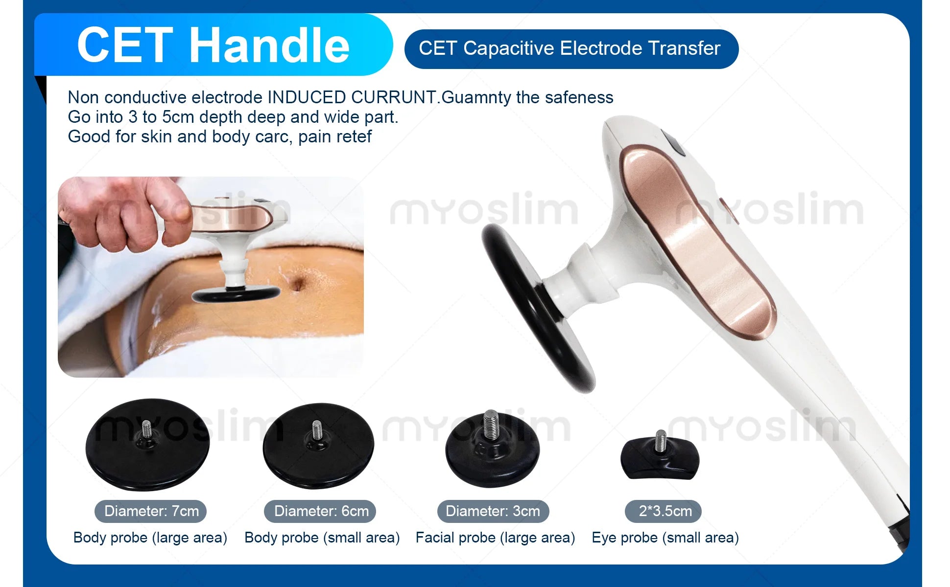 3 in 1 RET CET Diathermy Machine 448kHz Tecar Therapy Capacitive Resistive Body Slimming Pain Relief Equipment