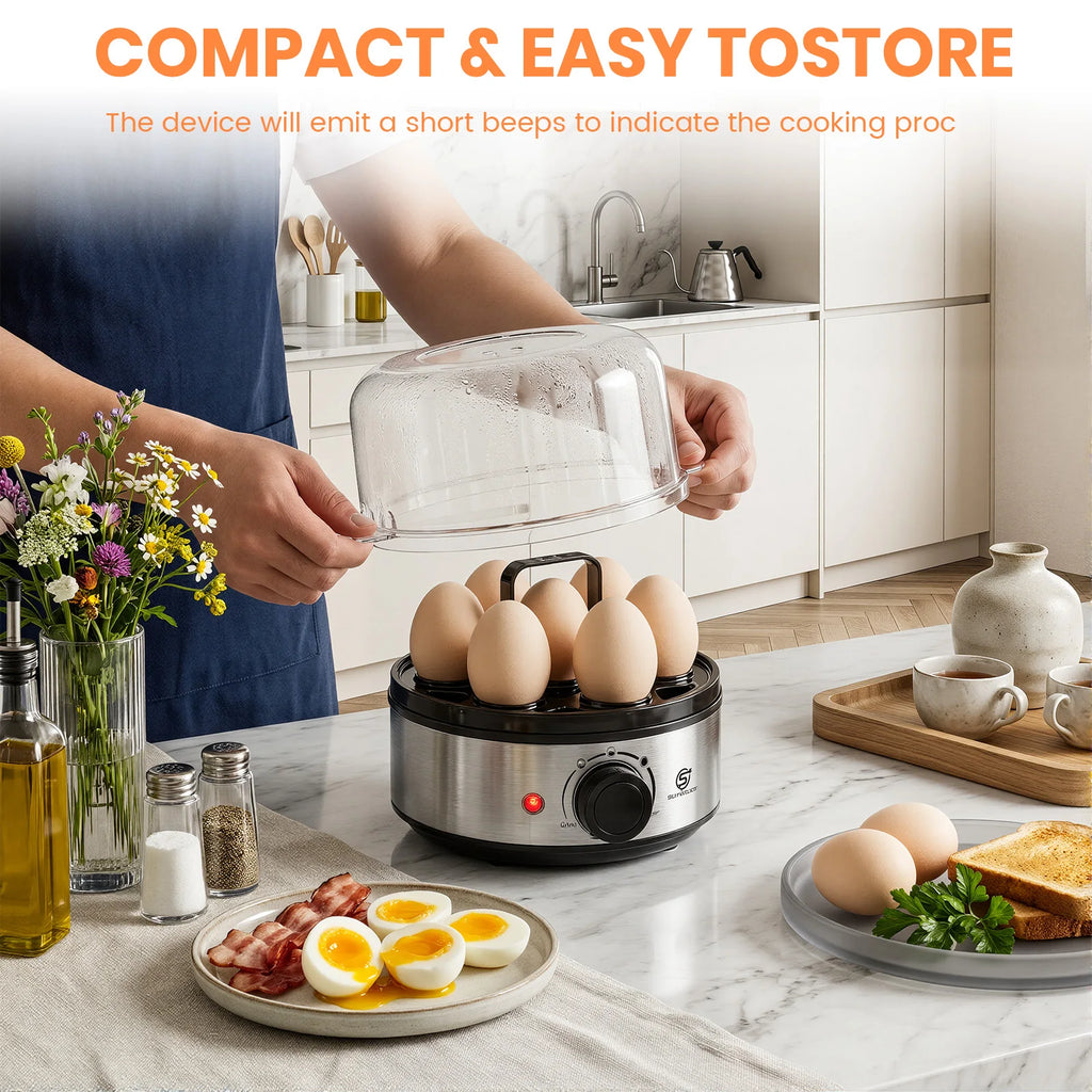 SUPERLEX 400W Power Eggs Cooker 7-Egg Capacity Dial Control Smart Shut-Off Reminder Rapid Egg Boiler Easy to Clean and Safer New