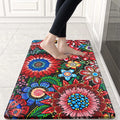 Boho Floral Kitchen Runner Rug, Non-Slip Washable Floor Mat with Colorful Flower Art Print for Kitchen, Bedroom, Bathroom Area