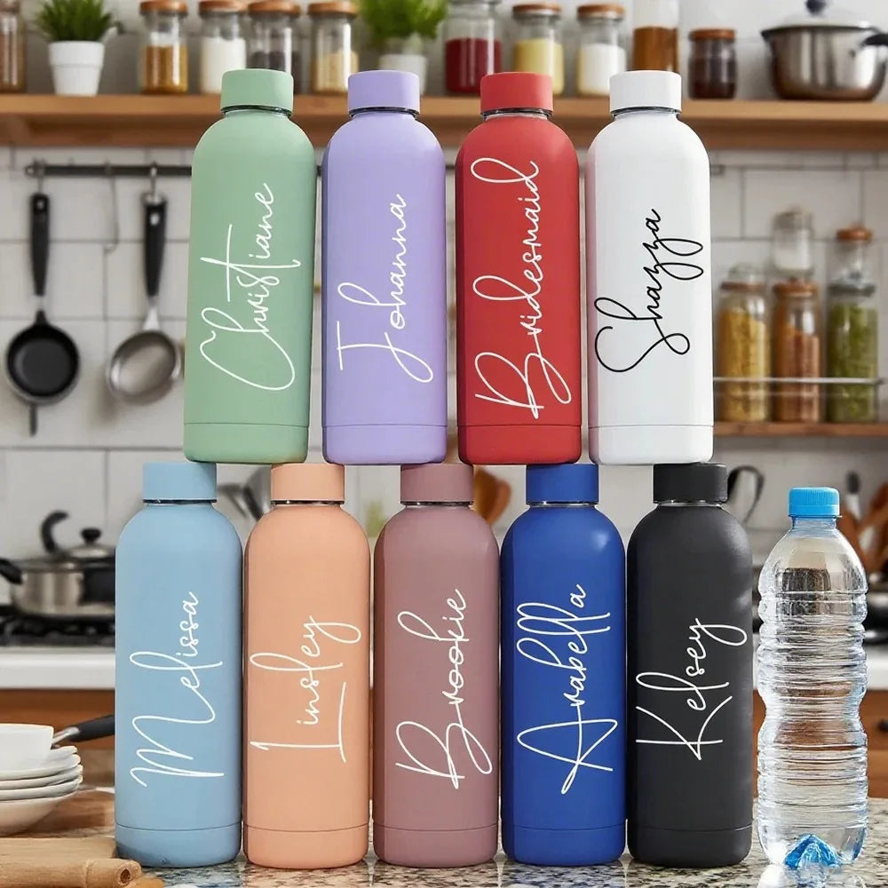 Customized Stainless Steel Water Bottle with Lid Insulated Thermos for Wedding Gift Personalized Engraved Back to School Thermal