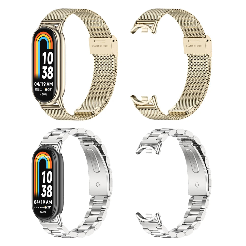 Metal Strap for Mi Band 10 9 8 7 6 5 Stainless Bracelet for Xiao mi Mi Band 9 Strap for Mi Band 8 Mi Band 7 Wristband