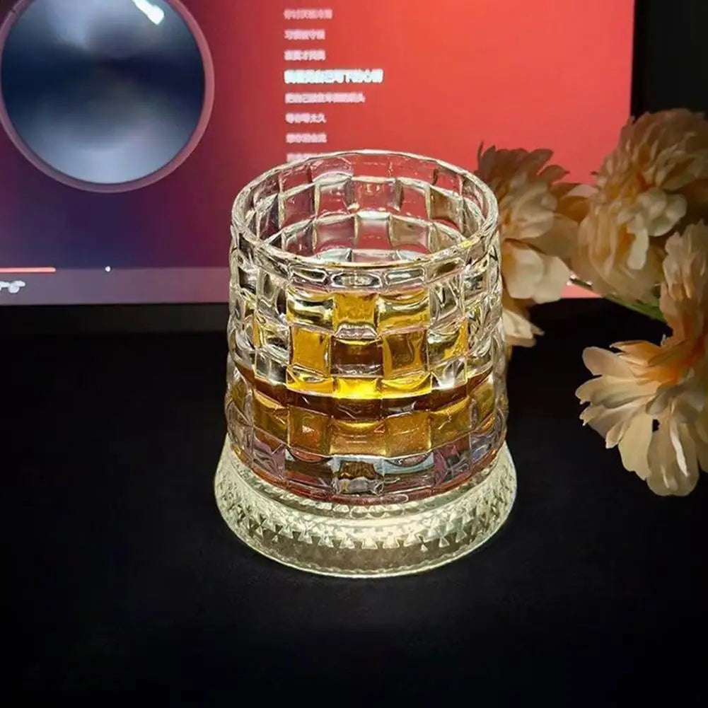1set 260ML Rotating Whiskey Glass Creative Crystal Premium Beer Cup Str Relief Liquor Cup With Base Straight Drink Mold Wine Gla