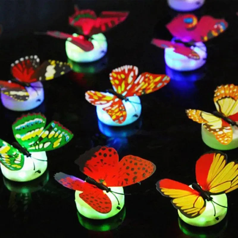 5PCS Hot Butterfly Night Light Creative Funny Colorful Glowing Butterfly Light Stickable Diy LED House Decorative Wall Lights
