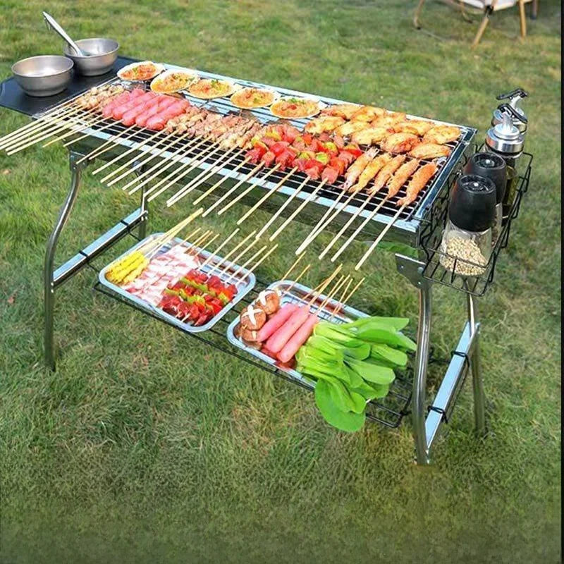Large Portable Outdoor BBQ Grill Charcoal Grill Cooking Tool for Camping Picnic Garden Home Use Easy to Clean Easy to Carry
