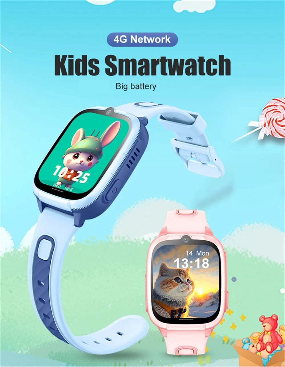 696 Kids Smartwatch 4G Network Video Call LBS WIFl Positioning Voice Calls Waterproof Children Smart Watch Calculator Student