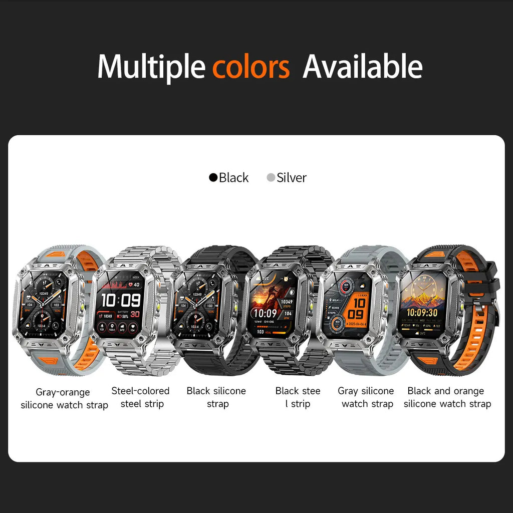 2026 Military 5ATM Waterproof Smart Watch Men 1400mAh Battery GPS Tracks 2.01" HD AMOLED Bluetooth call Sport Fitness Smartwatch